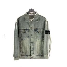 Stones Designer Overcoat Island Original Quality Heavy Industry Wash Badge Denim Jacket Coat Fashion Couple Men And Women's Wear