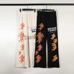 Men's Pants Men's Pants Mens Flame Distressed Sweatpants Men Women High Street Micro Trumpet Joggers Sports x1017