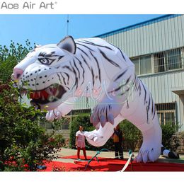 20ft L Inflatable Advertising Tiger Circus Event White Tiger Model for Outdoor Decoration or Party