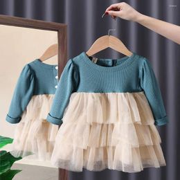 Girl Dresses 2023 Princess Tulle Dress For Toddler Girls Children Autumn Winter Patchwork Infants Korean Stylish Frocks Kids Outfits