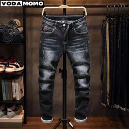 Jeans da uomo 2023 Primavera Autunno Classico Moda Tinta unita Elastico Casual Comfort Pantaloni da uomo di alta qualità
