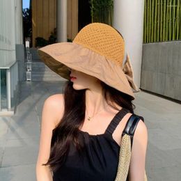 Wide Brim Hats Summer Large Women's Hat Mesh Knitted Round Top UV Protection 50 Sunvisor Soft Foldable Outdoor Beach Travel