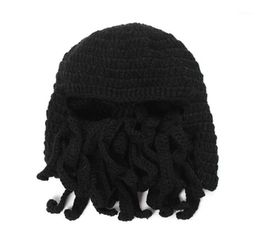 Cycling Caps Masks Funny Tentacle Octopus Beanie Knit Beard Hat Fisher Cap Wind Ski Mask Black7466867