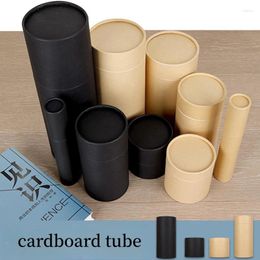 Gift Wrap Kraft Paper Round Tube Eco-friendly Cardboard Cosmetics Container Food Tea Packaging Can