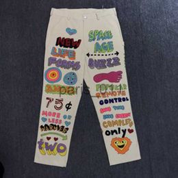 Mens Pants Cargo pants Graffiti Designer Pants Trendy Vintage Tuff Crowd Overalls Casual Trousers Canvas Pants Zip Trouser Man Women High Street Oversized Mens Swea