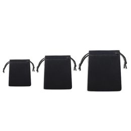 75 PCS Three Dimensions 5 7 CM 7 9 CM 10 12 CM Velvet Drawstring Bag Black Whole Jewellery Bags Christmas Wedding G205U