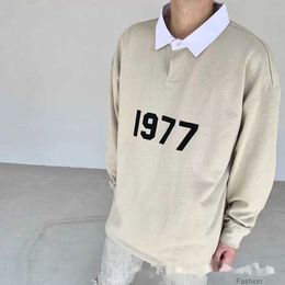 Ess hoodie ESSENTIALS FOG double thread 1977 flocked loose fitting American trendy POLO sweater for men and women ZQQ7