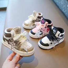 Kids Sneakers 2023 Spring and Autumn New Boys Casual Shoes PU High Top Girls Running Shoes Soft Soled Baby Walking Shoes Children Sports Shoes
