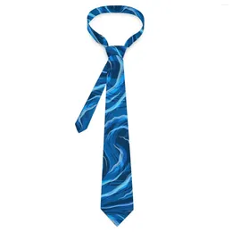 Bow Ties Mens Tie Blue Curve Print Neck Wavy Lines Elegant Collar Design Daily Wear Party Quality Necktie Accessories