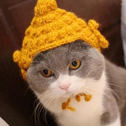 Dog Apparel Handwoven Buddha Hat For Pets Soft Funny Handmade Cats Cute Pet Cosplay Headgear With Feline Special