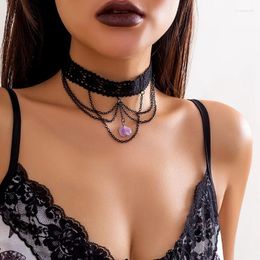 Choker Sexy Trendy Vintage Lace Necklace Grunge Hip Hop Punk Crystal Pendant Tassel Collar Neck Jewelry Accessories Gift