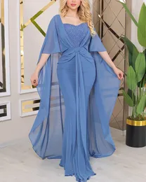 2023 Nov Aso Ebi Arabische Meerjungfrau Chiffon Die Braut Kleider Perlen sexy Abend Prom Formal Party Geburtstag Promi Mutter von Bräutigamkleidern Kleid ZJT001