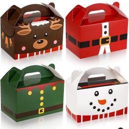 Christmas Decorations Treat Boxes Santa Elf Snowman Elk Xmas Cardboard Present Candy Cookie With Handles Holiday Party Favour S Mxhome Dhxtv