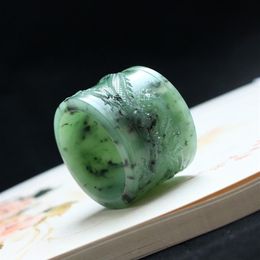 100% real jade handmade dragon hetian green jade ring male and female jade ring gift rings brand mens rings271q