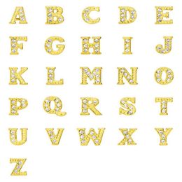 Rhinestones Gold Silver Plated Alphabet Letters A-Z Alloy Floating Charms Fit For Glass Locket DIY Jewelrys 20 pcs307s