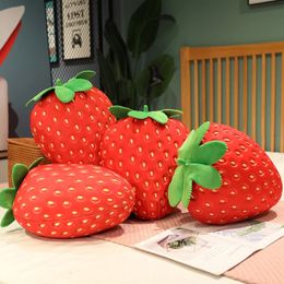 Plush Pillows Cushions 35cm Kawaii Lifelike Strawberry Plush Toy Simulation Stuffed Fruit Pillow Soft Filled Sofa Cushion Home Decor Gifts for Children 231016