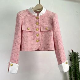 Women's Jackets Small Fragrant High Quality Elegant Tweed Slim Jacket Tops Clothes Gold Button Luxury Sequins Coats Female Outwear