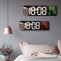 Wall Clocks Large Digital Wall Clock Temperature Humidity Display Time Alarms Table Clock Date Display Modes 12/24H Electronic LED Clock Dec 231017