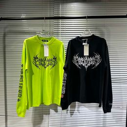 T Shirts Tees Long Sleeve US Size Embroidery Tee Men Print T-shirts Tops High-Quality Hip Hop Tee Real Pics 2024SS