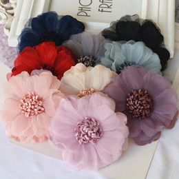 Decorative Flowers 10PCS/Lot 9CM Handmade Chiffon Fabric Artificial Flower For Wedding Dress Clothing Hats Headdress Decoration DIY