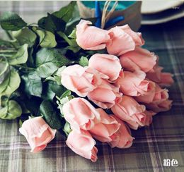 Decorative Flowers 10pcs/Lot Artificial Rose Bouquet Real Touch Latex Bud Marriage Home Wedding Decoration