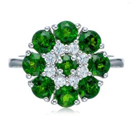 Cluster Rings Chrome Diopside Rhodium Over Sterling Silver Ring. Vintage Chunky Couples Jewellery Wave Designer