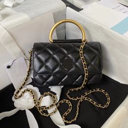 Designer bag women's handbag metal bracelet flip phone bag glossy sheepskin top grade hardware fashion bag shoulder bag small square bag