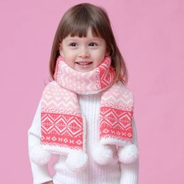 Lenços envolvem lenço de bebê diamante rosa outono e inverno. Pescoço quente de menina engrossado em malha. Lindo Lenço Infantil 231017