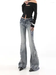 Women's Jeans Fashion Blue Denim Pants Women High Street Slim Bell Bottoms Female Basic Simple Gyaru Full Length Streetwear Y2K Vintage