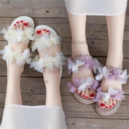 Sandals 2023 Sweet Cute Casual Flowers Girls Shoes Data Flat Women Beach Elegant Fashion Woman Footwaer