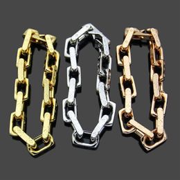 Fashion Unisex Mens Designer V Bracelets Gold Square Link Chain Colored Titanium Steel Jewelry239o