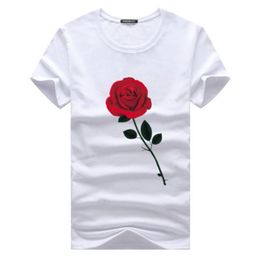 Rose Printed T shirts Summer Top Shirt Crew Neck Short Sleeves 5XL Men New Fashion Clothing Cotton Tops Male Casual Tees299P