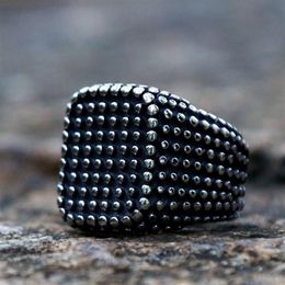 Cluster Rings Unique Bumps Square For Men And Women Vintage Stainless Steel Punk Biker Ring Heavy Metal Gothic Jewellery Whole230J