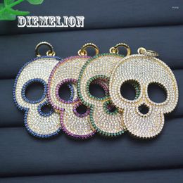 Pendant Necklaces 35 45mm Halloween Skull Fine Jewellery 18K Gold Plated Full Shiny Cubic Zirconia Charms For Necklace Making