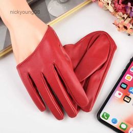 Fingerless Gloves Fashion Women Tight Half Palm Gloves Imitation Leather Party Show Full Finger Gloves Ladies Short Female Sexy Mittens Black 2020L231017
