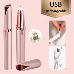 Eyebrow Trimmer Women USB Rechargeable Face Hair Remover Brow Razor Electric LED Epilator Pen 231016