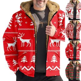 Men's Hoodies Fashion Casual Multi Pattern Hooded Fleece Christmas Coat Jacket Big Tall Mens Jackets With Hood