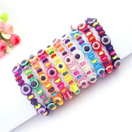 10 Colors Weave Rope String Bracelets Lucky Beaded Hamsa Amulet Acrylic Evil Eye Bracelets for Women Whole211L