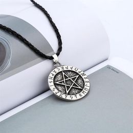 Pendant Necklaces Exquisite Large Rune Nordic Choker Viking Pentagram Jewellery Necklace Wiccan Pagan Norse1243M