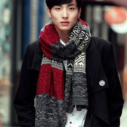 Scarves Winter Men Knitted Scarf Fashion Men's Scarves Warm Neckerchief Face Protection Long Shawl Wool Bufanda Male Accessories 231016