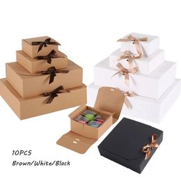 Gift Wrap 10pcs DIY Kraft Paper Gift Packaging Box Christmas Halloween Candy Chocolate Boxes Mooncake Case Wedding Event Party Favour Decor 231017