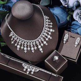 Necklace Earrings Set Classical Zirconia Pearls Earring Fashion Women Bridal Dubai Jewelry For Nigerian Wedding