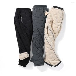 Men's Pants Winter Outdoor Trousers Men Blank Unisex Plain Fleece Tight Thickened Lambswool Pant
