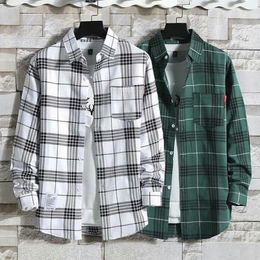 Men's Casual Shirts Long Sleeved Plaid Shirt Summer Loose Large Thin Silk Lined Ropa Clothing For Men