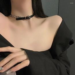 Choker Trend Black Leather Rope Collar Women Neckband Fashion Temperament Necklace Clavicle Chain Jewellery Accessories Female