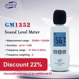 Noise Meters GM1352 Digital sound level meter noise tester 30-130dB in decibels LCD screen With backlight Accuracy up to 1.5dB 231017