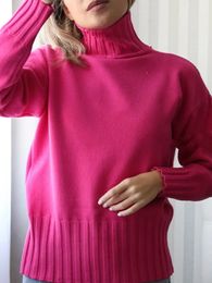 Women's Knits Tees Autumn Winter Rose Red Turtleneck Pullover Sweater Women High Quality Plus Size Knitted Sweaters Jumpers Soft Green Sweater 231017