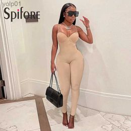 Women's Jumpsuits Rompers Spifore Sexy One Piece Women Jumpsuits For Party Club Pencil Pants Strapless Skinny Summer Rompers Black Streetwear ClothingL231017