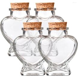 Vases 4 Pcs Glass Favor Jars Small Bottles Caps Storage Wedding Favors Clear Mini Cork Containers