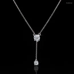 Pendants Big Bling Water Drop Pendant Real 925 Sterling Silver Long Chain Necklace For Women Fashion Jewellery Cute Statement